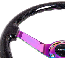 Load image into Gallery viewer, NRG Reinforced Steering Wheel (350mm / 3in. Deep) Classic Blk Sparkle w/4mm Neochrome 3-Spoke Center NRGRST-036BSB-MC