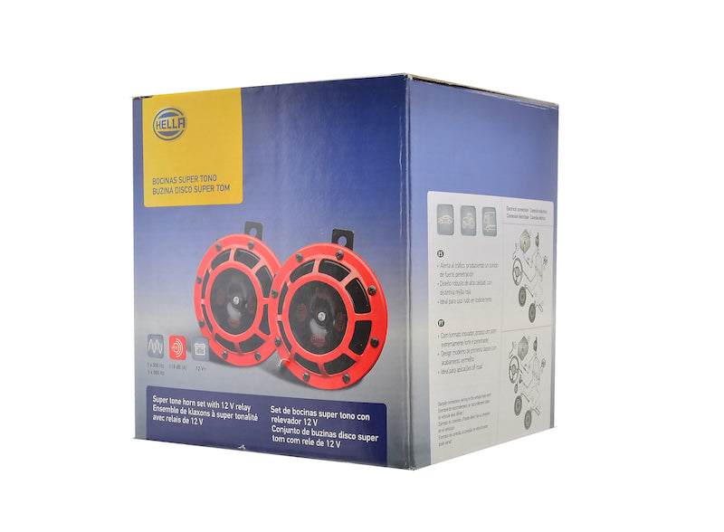Hella Supertone Horn Kit 12V 300/500HZ Red (003399803 = 003399801) HELLA003399801