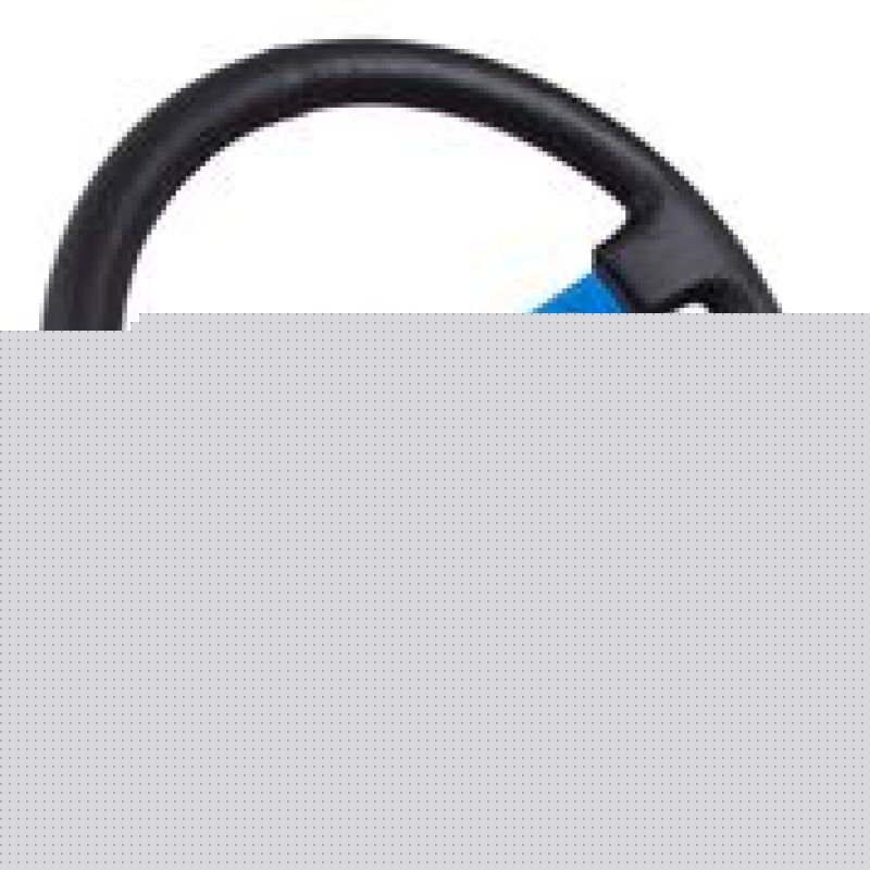 NRG Reinforced Steering Wheel (350mm / 3in. Deep) Blk Leather w/Blue Circle Cutout Spokes NRGRST-006BL