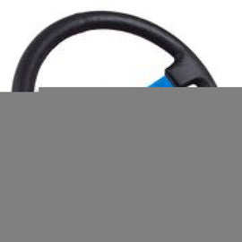 NRG Reinforced Steering Wheel (350mm / 3in. Deep) Blk Leather w/Blue Circle Cutout Spokes NRGRST-006BL