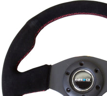 Load image into Gallery viewer, NRG Reinforced Steering Wheel (320mm) Suede w/Red Stitch NRGRST-012S-RS