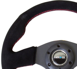 NRG Reinforced Steering Wheel (320mm) Suede w/Red Stitch NRGRST-012S-RS