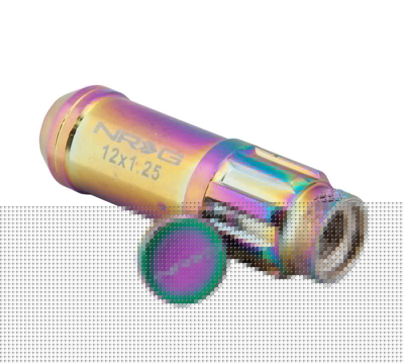 NRG 700 Series M12 X 1.5 Steel Lug Nut w/Dust Cap Cover Set 21 Pc w/Locks & Lock Socket - Neochrome NRGLN-LS700MC-21