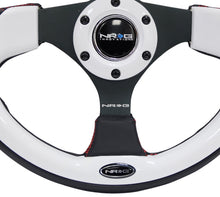 Load image into Gallery viewer, NRG Reinforced Steering Wheel (320mm) Blk w/White Trim &amp; 4mm 3-Spoke NRGRST-001WT