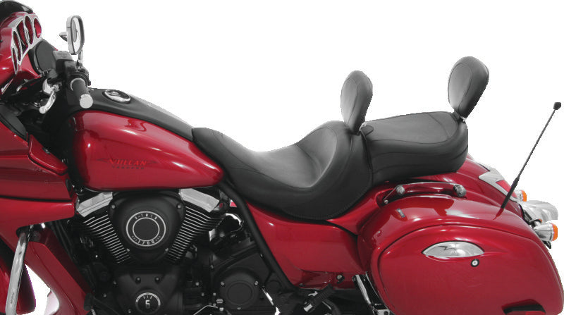 Mustang 11-19 Kawasaki Vulcan 1700, Vaquero Std Touring 1PC Seat w/Driver and Pass Backrest - Black
