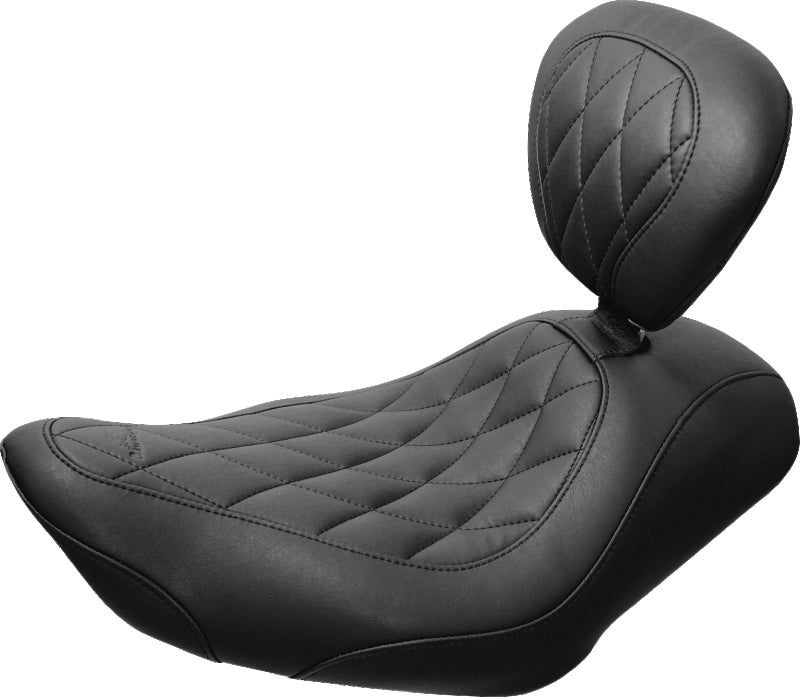 Mustang 11-17 Yamaha Stryker Standard Touring 2PC Seat w/Driver Backrest - Black