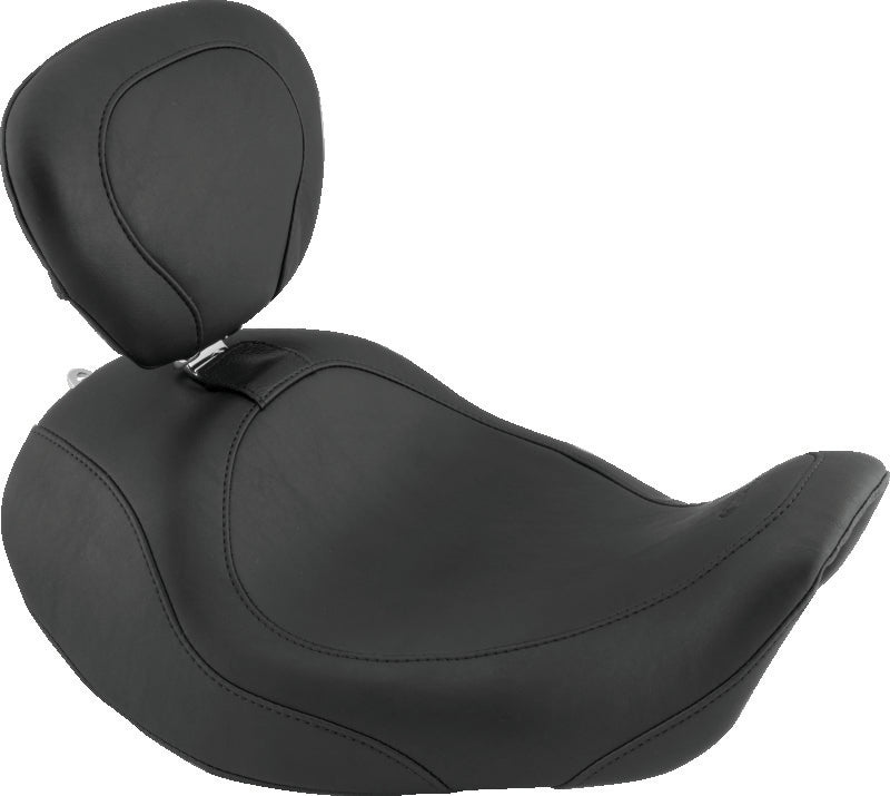 Mustang 06-17 Harley Dyna Wide Tripper Forward Solo Seat w/Driver Backrest - Black
