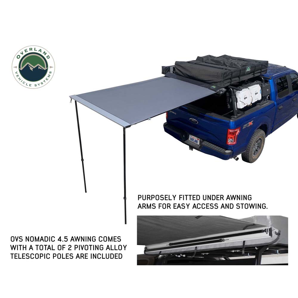 Nomadic Awning 4.5 The Perfect 4.5 Awning with Black Cover Overland Vehicle Systems - Overland Vehicle Systems 18039909 HYDZ_18039909