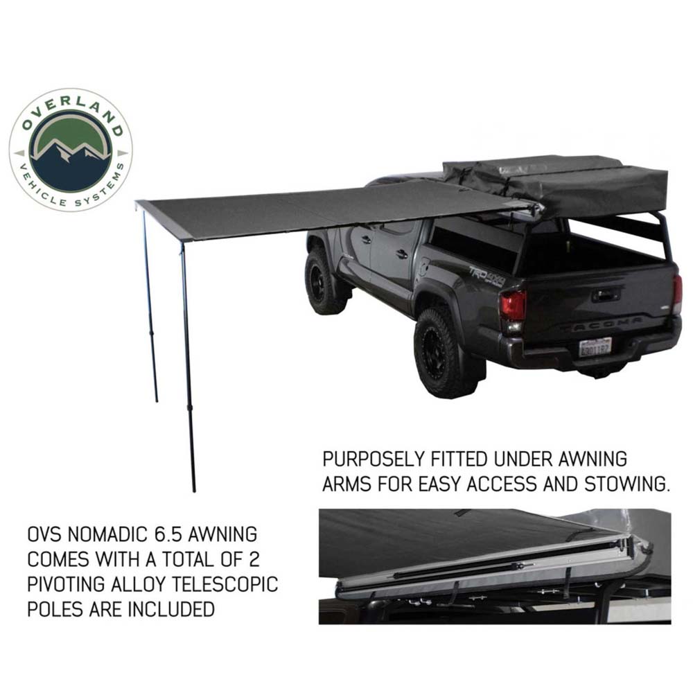 Nomadic Awning 2.0 - 6.5' with Black Cover Overland Vehicle Systems - Overland Vehicle Systems 18049909 HYDZ_18049909