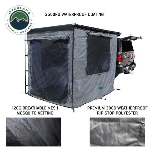 HD Nomadic 2.0 Awning Room Enclosure, Grey Body, Green Trim (4 Walls and Floor) Overland Vehicle Systems - Overland Vehicle Systems 18089920 HYDZ_18089920