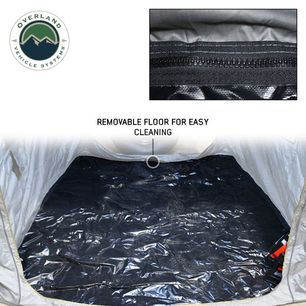 HD Nomadic 2.0 Awning Room Enclosure, Grey Body, Green Trim (4 Walls and Floor) Overland Vehicle Systems