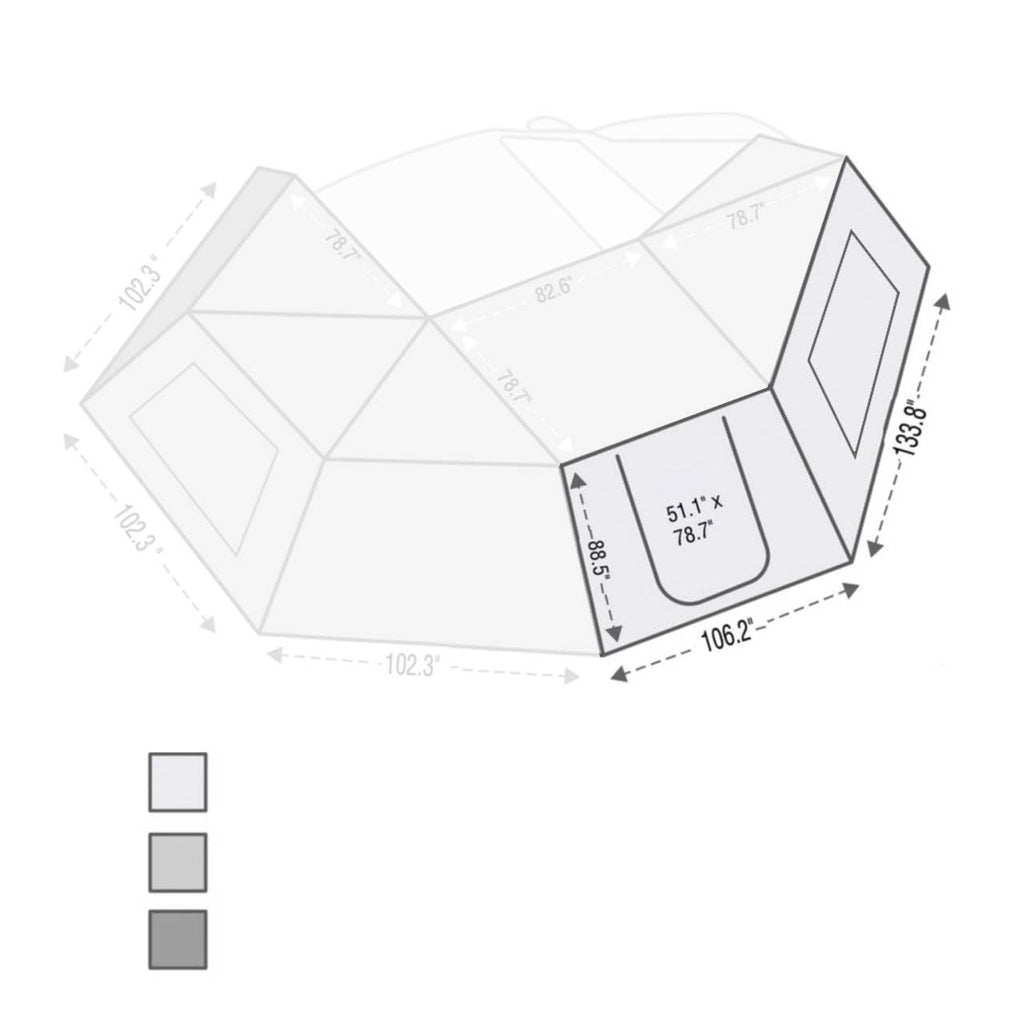 270 Awning Wall 1 Passenger Side Wall with Door & Window Overland Vehicle Systems - Overland Vehicle Systems 18129910 HYDZ_18129910
