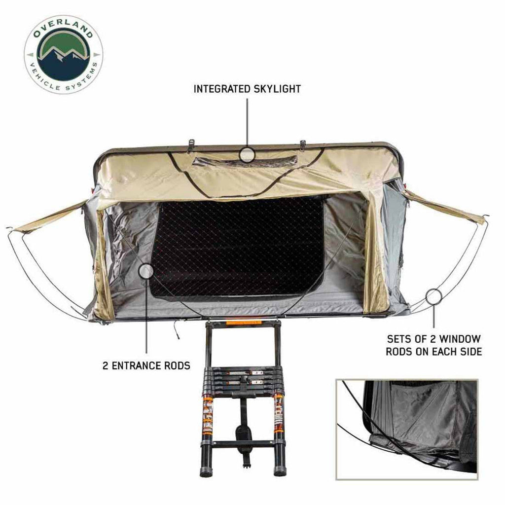 HD Bundu 2 - Hard Shell Roof Top Tent, 2 Person, Grey Body and Black Rainfly Overland Vehicle Systems - Overland Vehicle Systems 18389902 HYDZ_18389902
