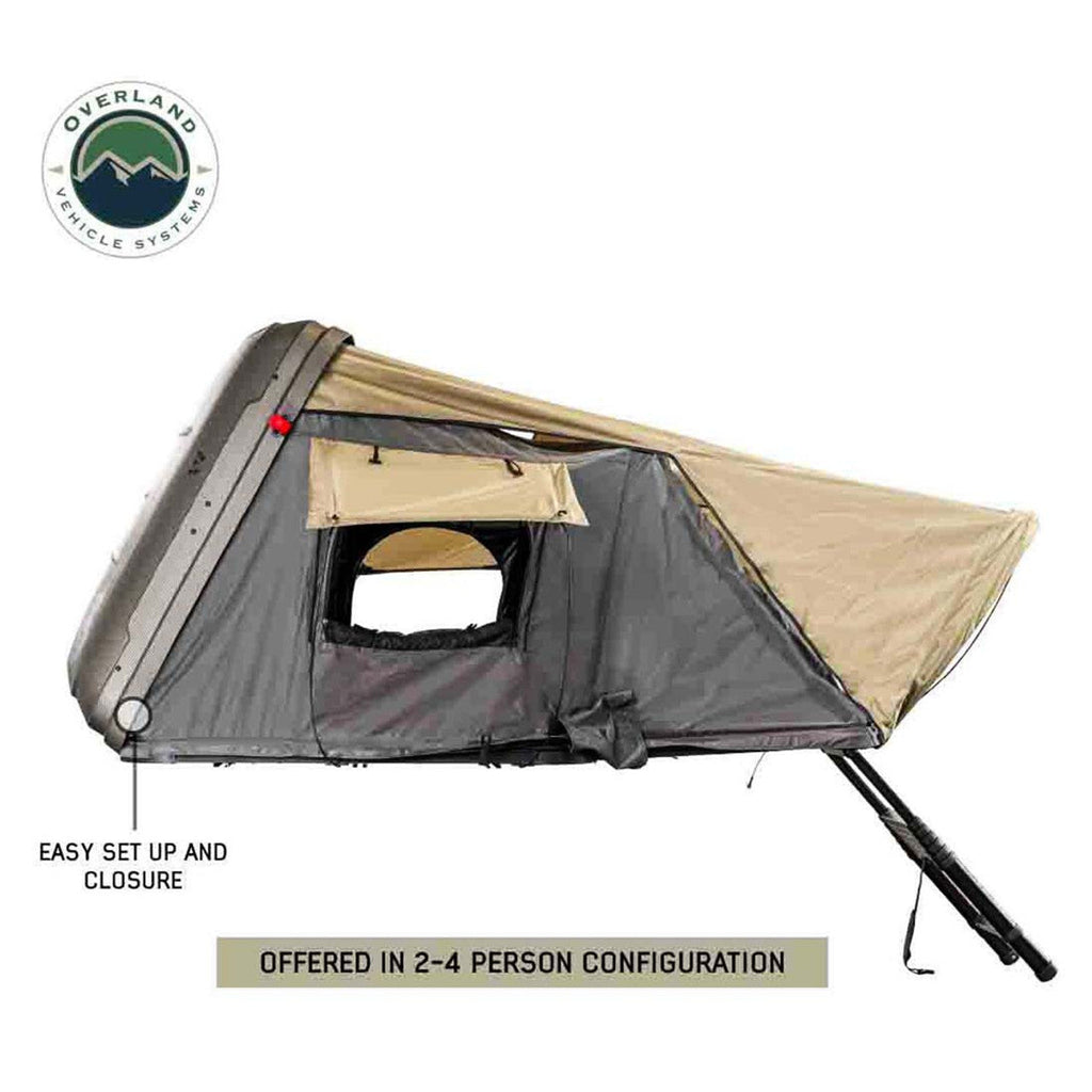 HD Bundu 2 - Hard Shell Roof Top Tent, 2 Person, Grey Body and Black Rainfly Overland Vehicle Systems - Overland Vehicle Systems 18389902 HYDZ_18389902