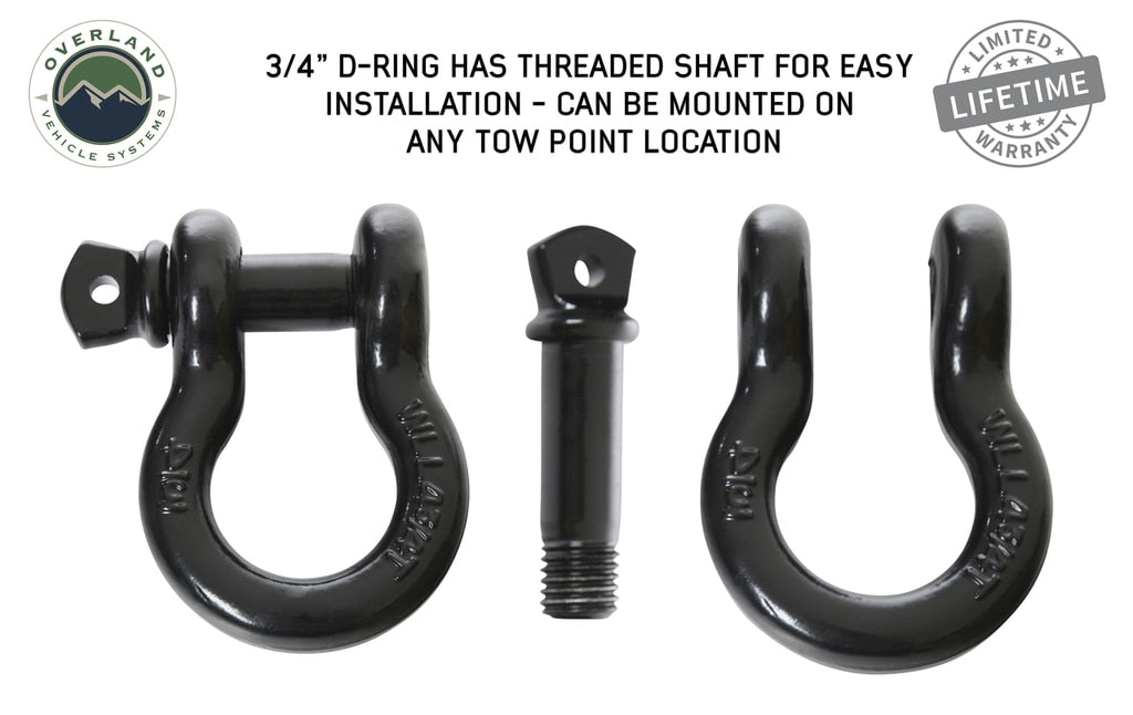 Recovery Shackle 19010201 3/4 4.75 Ton Black Sold In Pairs Overland Vehicle Systems - Overland Vehicle Systems 19010201 HYDZ_19010201