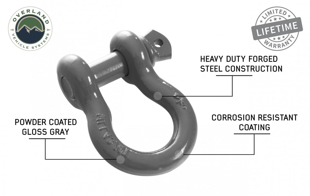 Buy Overland Vehicle Systems Recovery Shackle D Ring 3/4 Inch 4.75 Ton Grey Overland Vehicle Systems - Overland Vehicle Systems 19010206 HYDZ_19010206