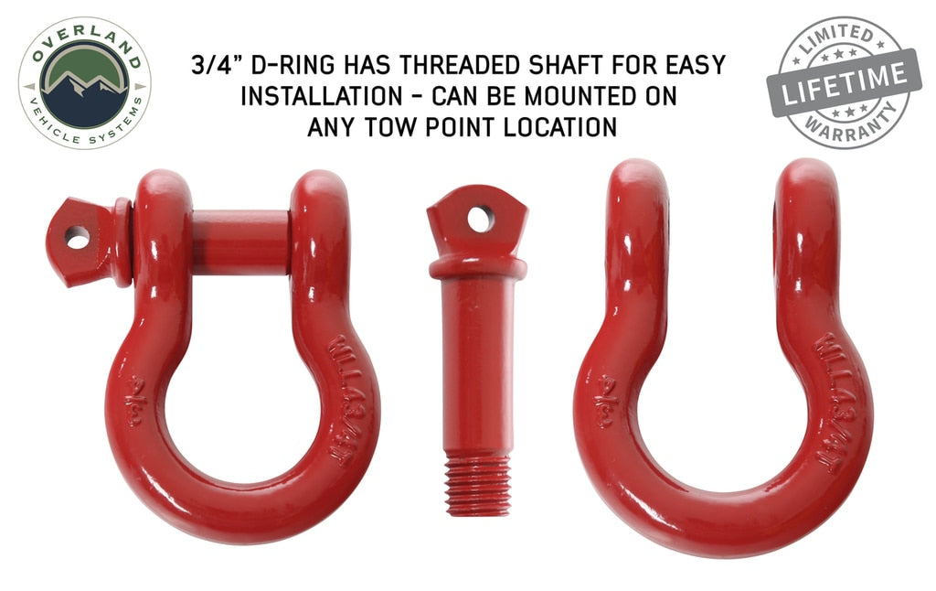 19019904 Recovery Shackle 3/4 Inch 4.75 Ton Red Overland Vehicle Systems - Overland Vehicle Systems 19019904 HYDZ_19019904