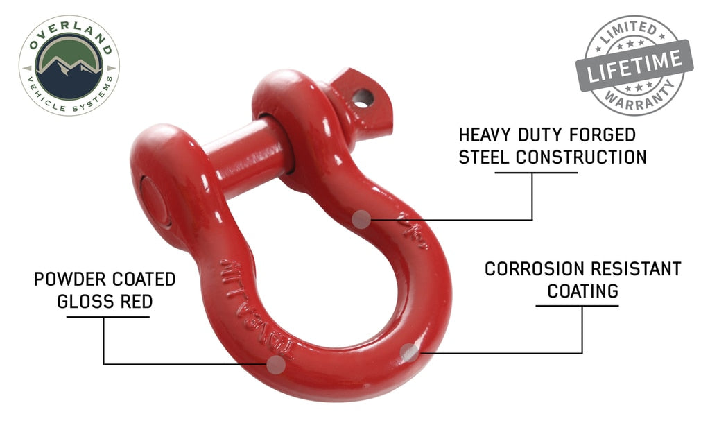 19019904 Recovery Shackle 3/4 Inch 4.75 Ton Red Overland Vehicle Systems - Overland Vehicle Systems 19019904 HYDZ_19019904
