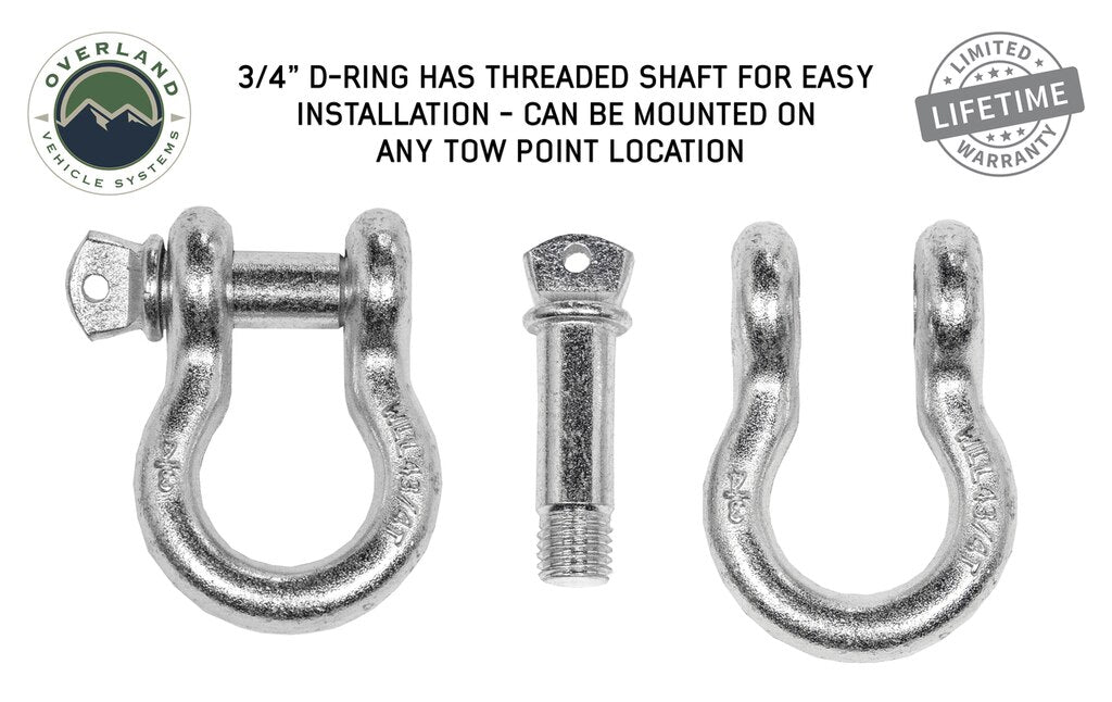 Recovery Shackle 3/4 4.75 Ton Zinc - D Ring Recovery Shackle Overland Vehicle Systems - Overland Vehicle Systems 19019905 HYDZ_19019905