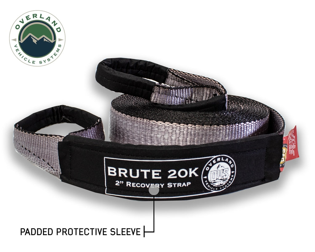 Tow Strap 20000 lbs - 2 x 30' Gray With Black Ends Overland Vehicle Systems