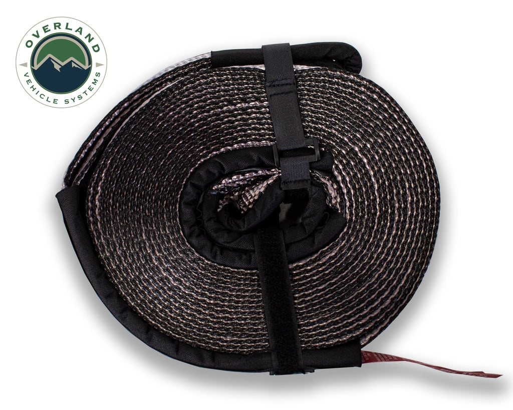 Tow Strap 20000 lbs - 2 x 30' Gray With Black Ends Overland Vehicle Systems