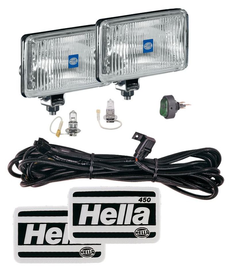 Hella 450 H3 12V SAE/ECE Fog Lamp Kit Clear - Rectangle (Includes 2 Lamps) HELLA005860601