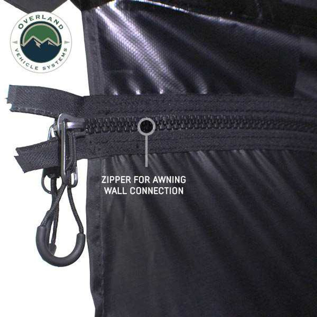 XD Nomadic 270 - Awning Wall 1 W/Black Out, Passenger Side, Black Body, Black Trim W/Storage Bag Overland Vehicle Systems