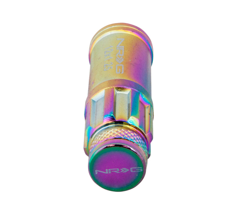 NRG 700 Series M12 X 1.5 Steel Lug Nut w/Dust Cap Cover Set 21 Pc w/Locks & Lock Socket - Neochrome NRGLN-LS700MC-21