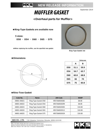 HKS Muffler Gasket 51.1mm ID 59.9mm OD HKS34001-AK021