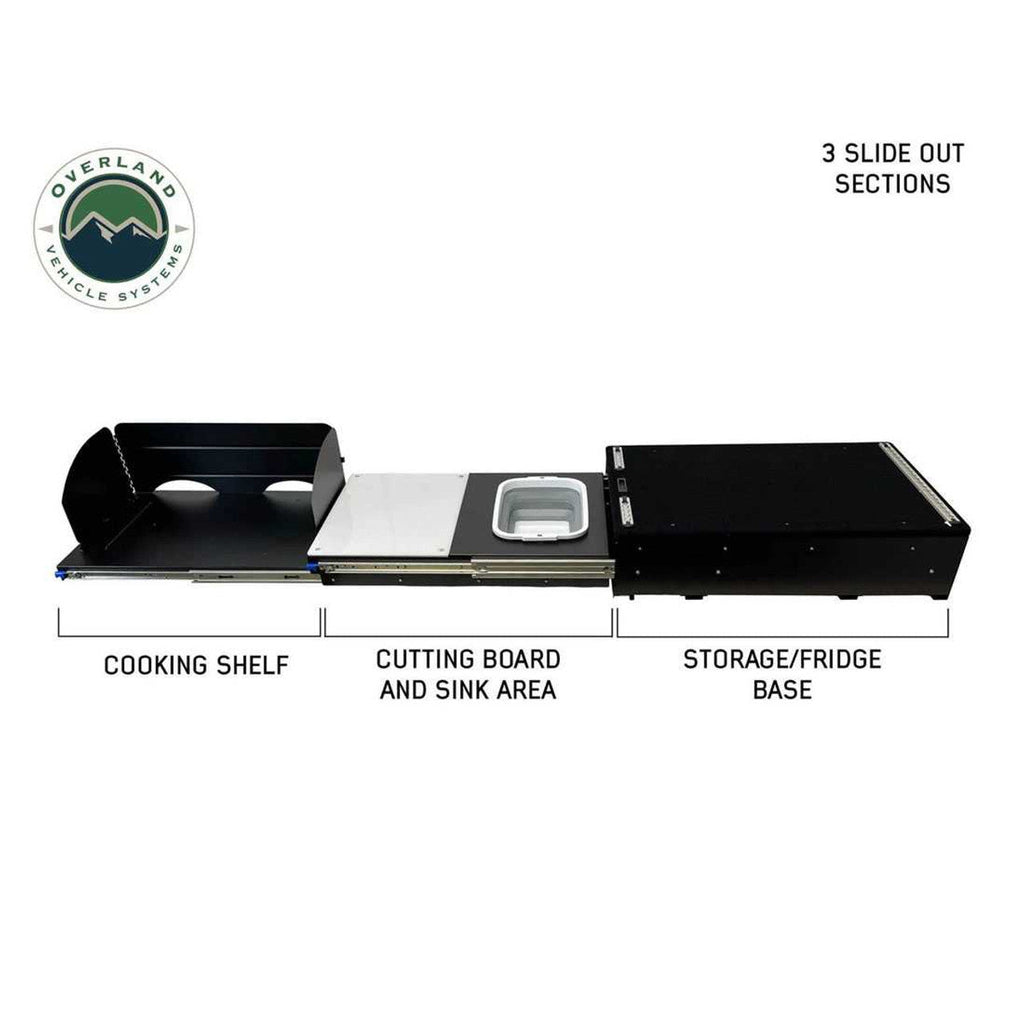 Cargo Box Kitchen With Slide Out Sink, Cooking Shelve and Slide Out Work Station Overland Vehicle Systems - Overland Vehicle Systems 21010401 HYDZ_21010401