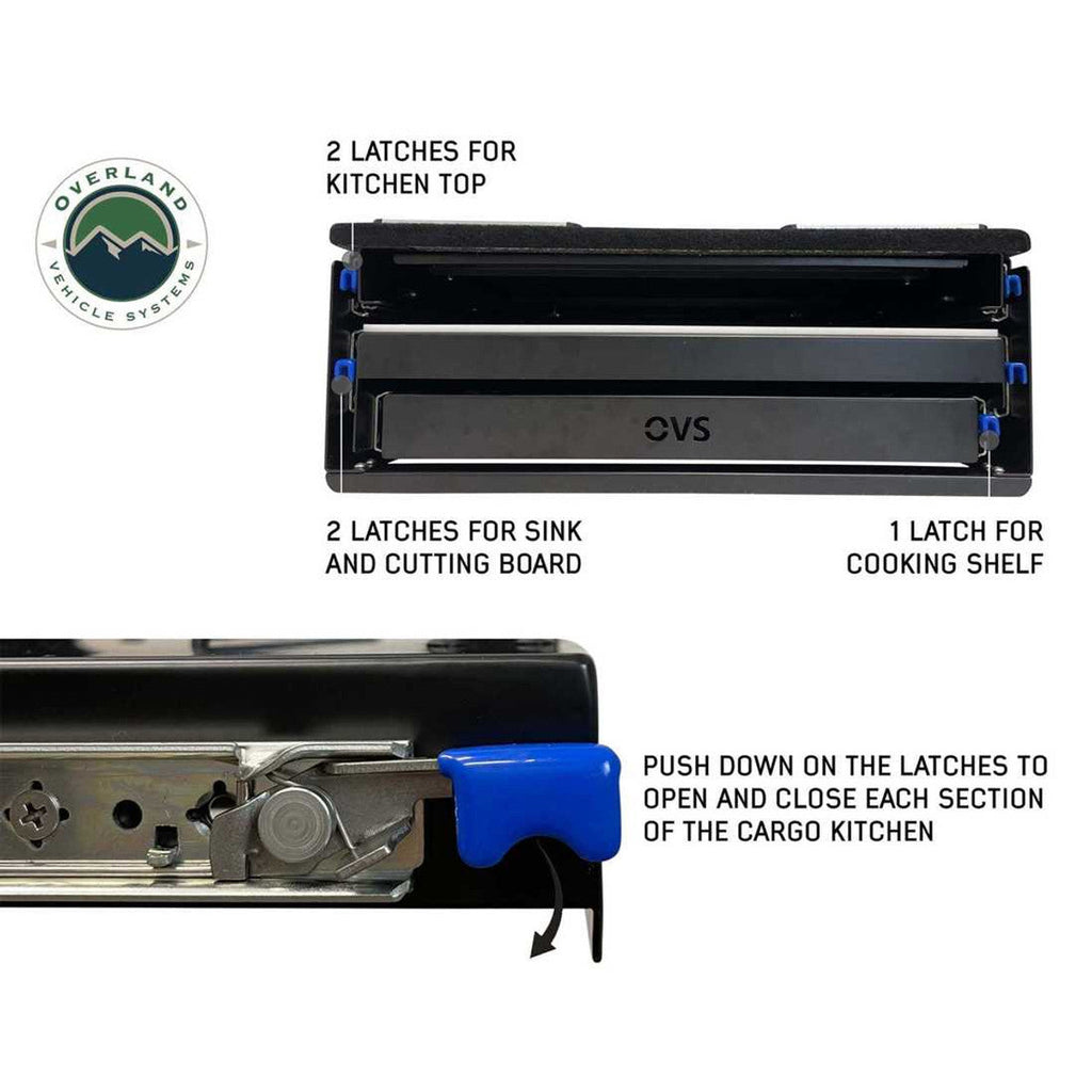 Cargo Box Kitchen With Slide Out Sink, Cooking Shelve and Slide Out Work Station Overland Vehicle Systems - Overland Vehicle Systems 21010401 HYDZ_21010401