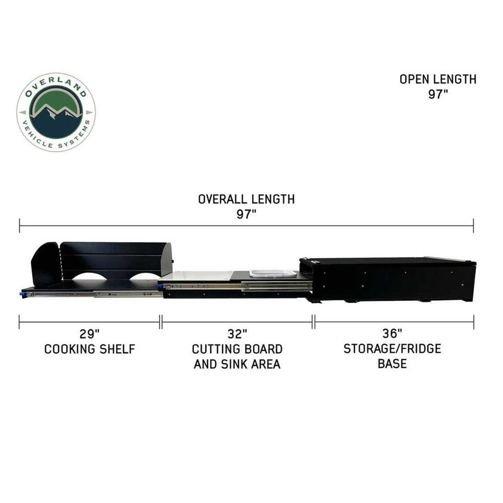 Cargo Box Kitchen With Slide Out Sink, Cooking Shelve and Slide Out Work Station Overland Vehicle Systems - Overland Vehicle Systems 21010401 HYDZ_21010401