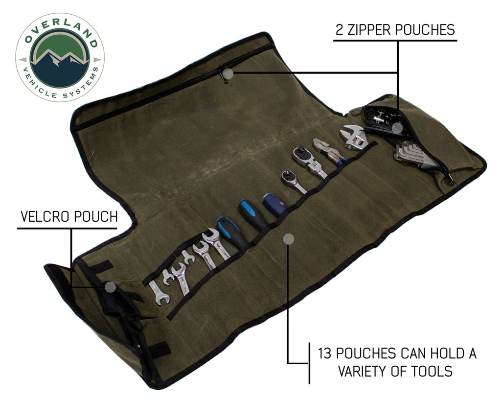 Rolled General Tool Storage Bag - Waxed Canvas Overland Vehicle Systems - Overland Vehicle Systems 21079941 HYDZ_21079941