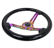 Load image into Gallery viewer, NRG Reinforced Steering Wheel (350mm / 3in. Deep) Blk Multi Color Flake w/ Neochrome Center Mark NRGRST-018BSB-MC