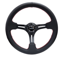 Load image into Gallery viewer, NRG Reinforced Steering Wheel (350mm / 3in. Deep) Black Leather/Red Stitch &amp; Blk 3-Spoke w/Slits NRGRST-018R-RS