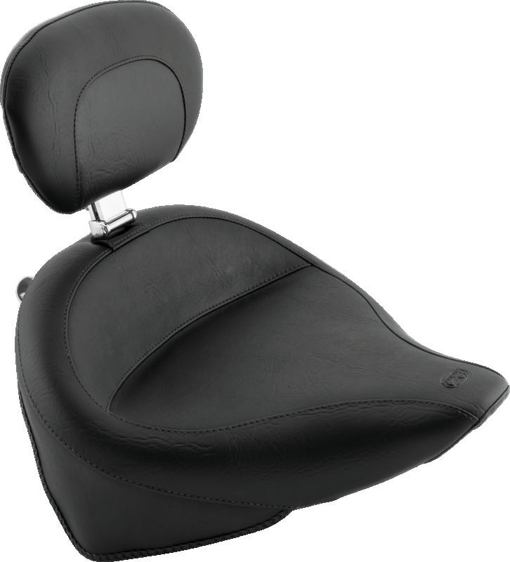 Mustang 00-15 Harley Softail Standard Rear Tire Wide Touring Solo Seat w/Driver Backrest - Black