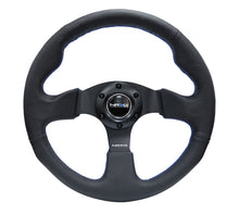 Load image into Gallery viewer, NRG Reinforced Steering Wheel (320mm) Black Leather w/Blue Stitching NRGRST-012R-BL