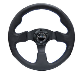 NRG Reinforced Steering Wheel (320mm) Black Leather w/Blue Stitching NRGRST-012R-BL