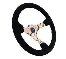 Load image into Gallery viewer, NRG Reinforced Steering Wheel (350mm / 3in. Deep) Blk Suede Floral Dipped w/ Blk Baseball Stitch NRGRST-036FL-S
