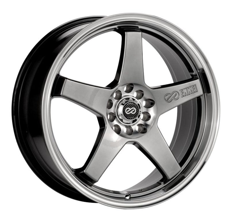Enkei EV5 17x7 5x100/114.3 45mm Offset 72.6 Bolt Diameter Hyper Black w/ Machined Lip Wheel ENK446-770-0245HB