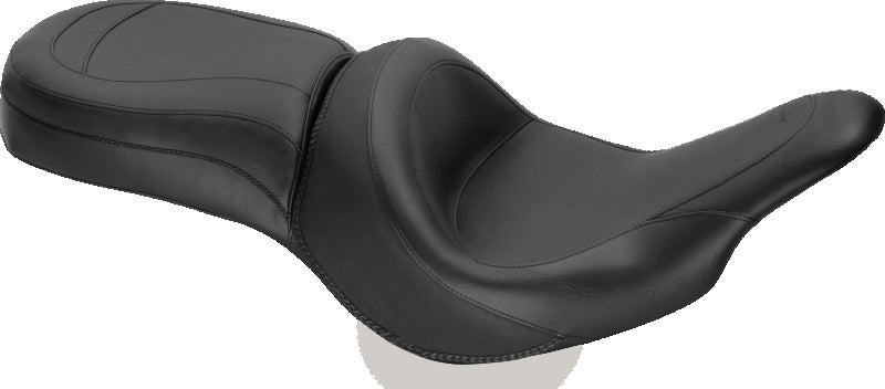 Mustang 00-15 Harley Softail Std Rear Tire Wide Touring Solo Seat w/Driver Backrest w/Studs - Black