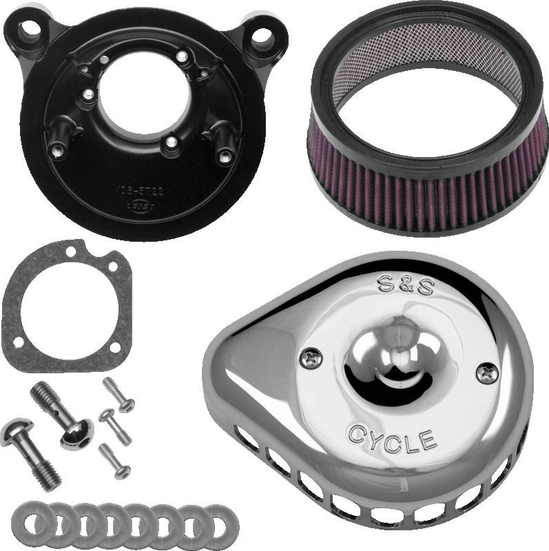 S&S Cycle 01-15 Fuel-Injected Softail Models Stealth Air Cleaner Kit w/ Chrome Mini Teardrop Cover SSC170-0441