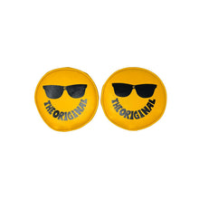 Load image into Gallery viewer, KC HiLiTES Retro 6in Round Yellow Vinyl Light Cover w/ Black KC Sunglasses Logo KCL5205