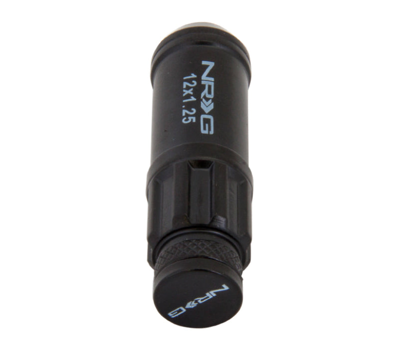 NRG 700 Series M12 X 1.25 Steel Lug Nut w/Dust Cap Cover Set 21 Pc w/Locks & Lock Socket - Black NRGLN-LS710BK-21