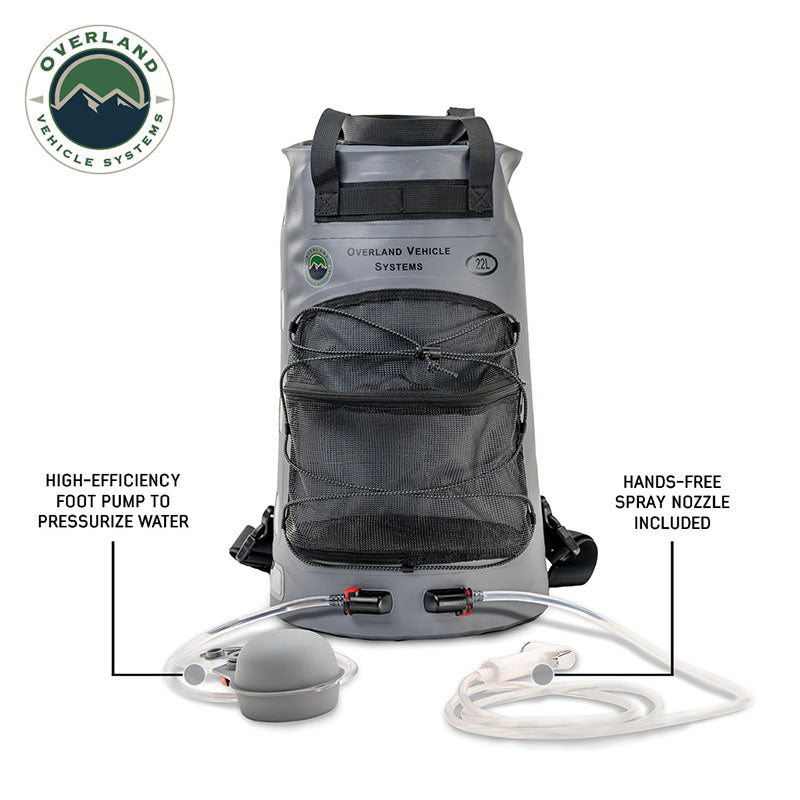 Portable Camp Shower - 23 QT, Nozzle & Accessories Overland Vehicle Systems