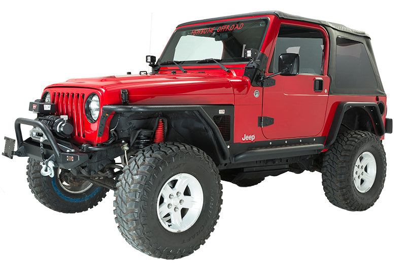 Fishbone Offroad 97-06 Jeep Wrangler TJ Steel Tube Fenders Front 3In Flare - Blk Textured Powdercoat FBOFB23029F