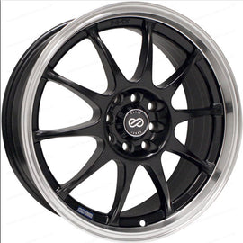 Enkei J10 15x6.5 4x100/114.3 38mm Offset 72.62mm Bore Dia Matte Black w/ Machined Lip Wheel ENK409-565-01BK