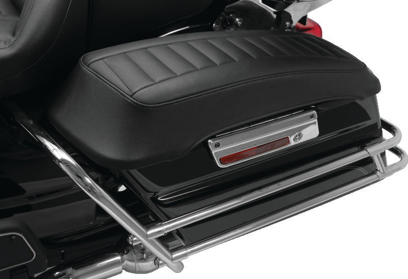 Mustang 80-07 Harley Early FL Touring Road King Saddlebag Lid Covers w/Blk Pearl Studs - Black