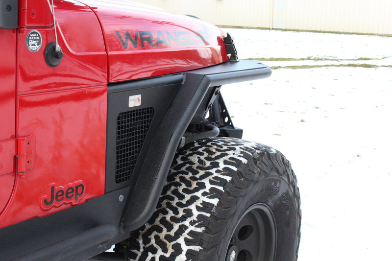 Fishbone Offroad 97-06 Jeep Wrangler TJ Steel Tube Fenders Front 3In Flare - Blk Textured Powdercoat FBOFB23029F