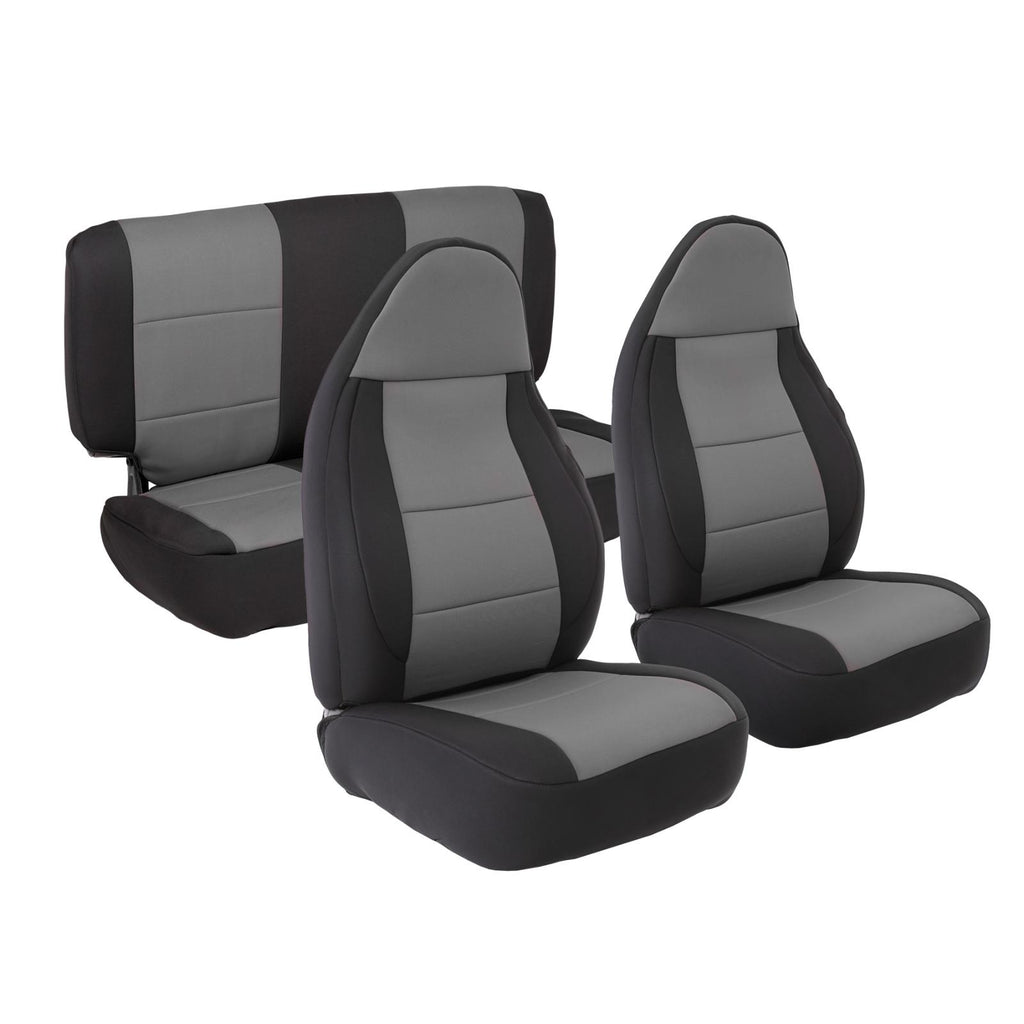Neoprene Seat Cover 97-02 Wrangler TJ Set Front/Rear Charcoal Smittybilt 